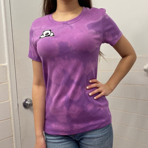 “Sleepy Panda” Custom Bleached Lavender Tee - Picture 2 of 5